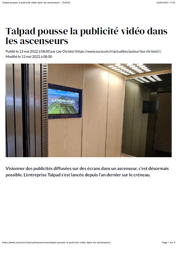 L'our(s) - publicité ascenseurs
